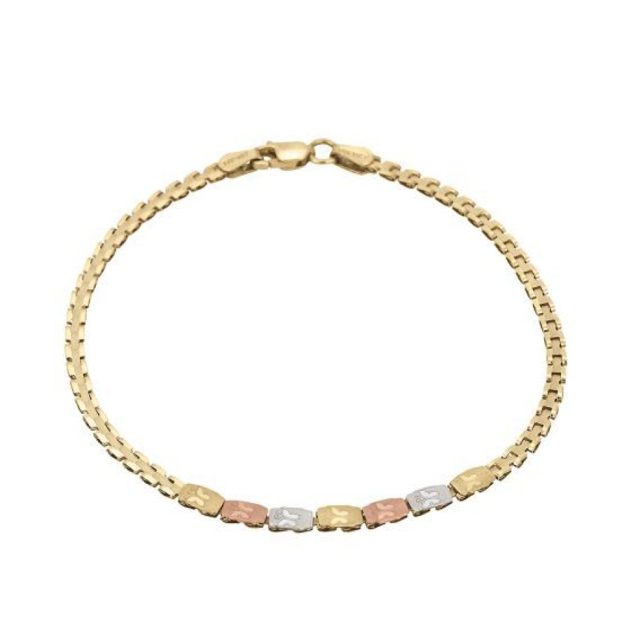 Joyeria Cristal Joyas | Pulsera Con Mariposas Oro 14K