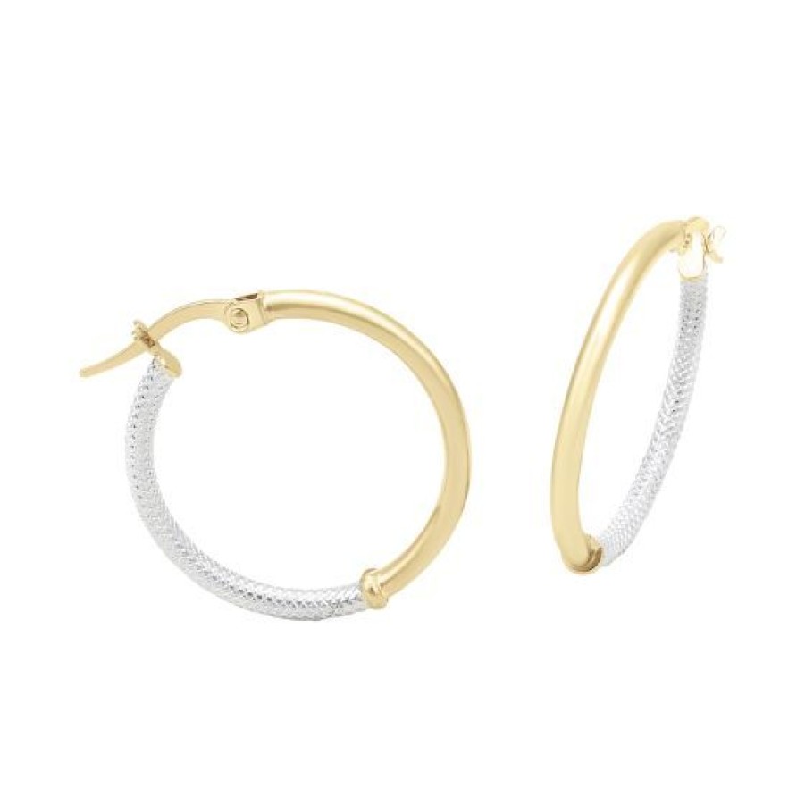 Joyeria Cristal Joyas | Arracadas Oro Amarillo Y Blanco 14K 20 Mm