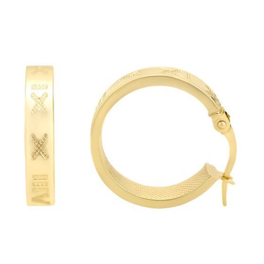 Joyeria Cristal Joyas | Arracadas Numeros Romanos Oro 14K- 15 Mm