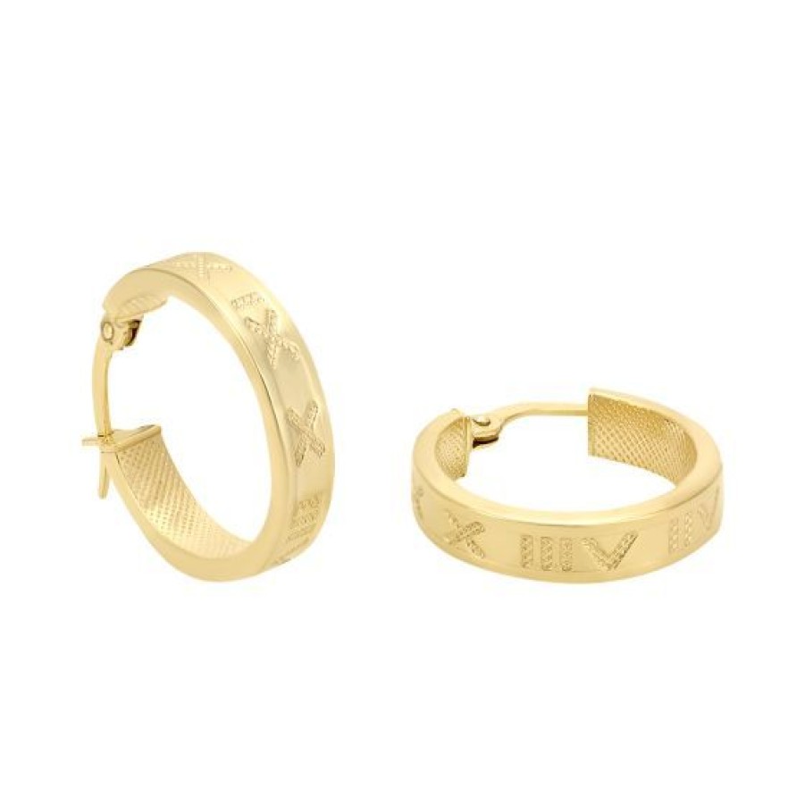 Joyeria Cristal Joyas | Arracadas Numeros Romanos Oro 14K- 15 Mm