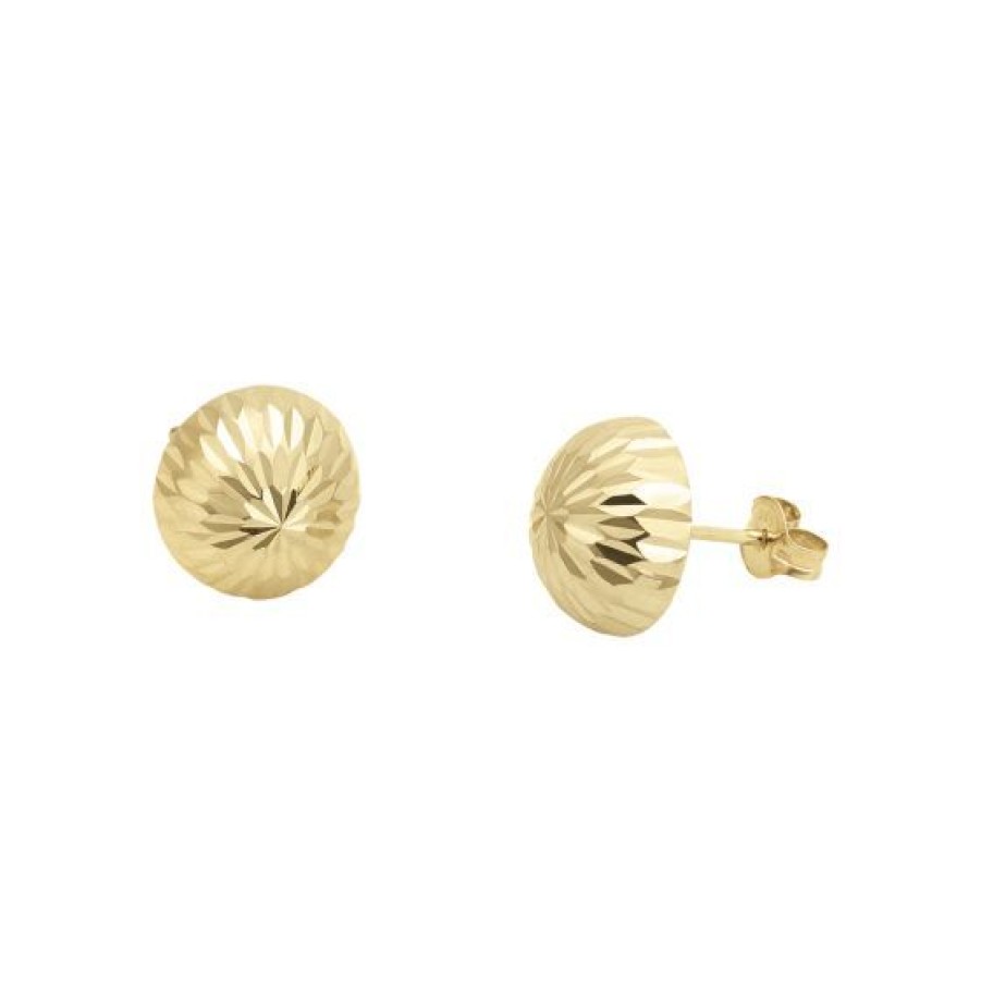 Joyeria Cristal Joyas | Aretes Media Bola Diamantado Oro 14K