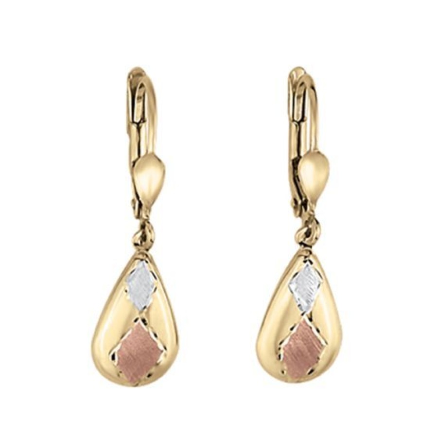 Joyeria Cristal Joyas | Aretes Oro Amarillo Blanco Y Rosa 14K