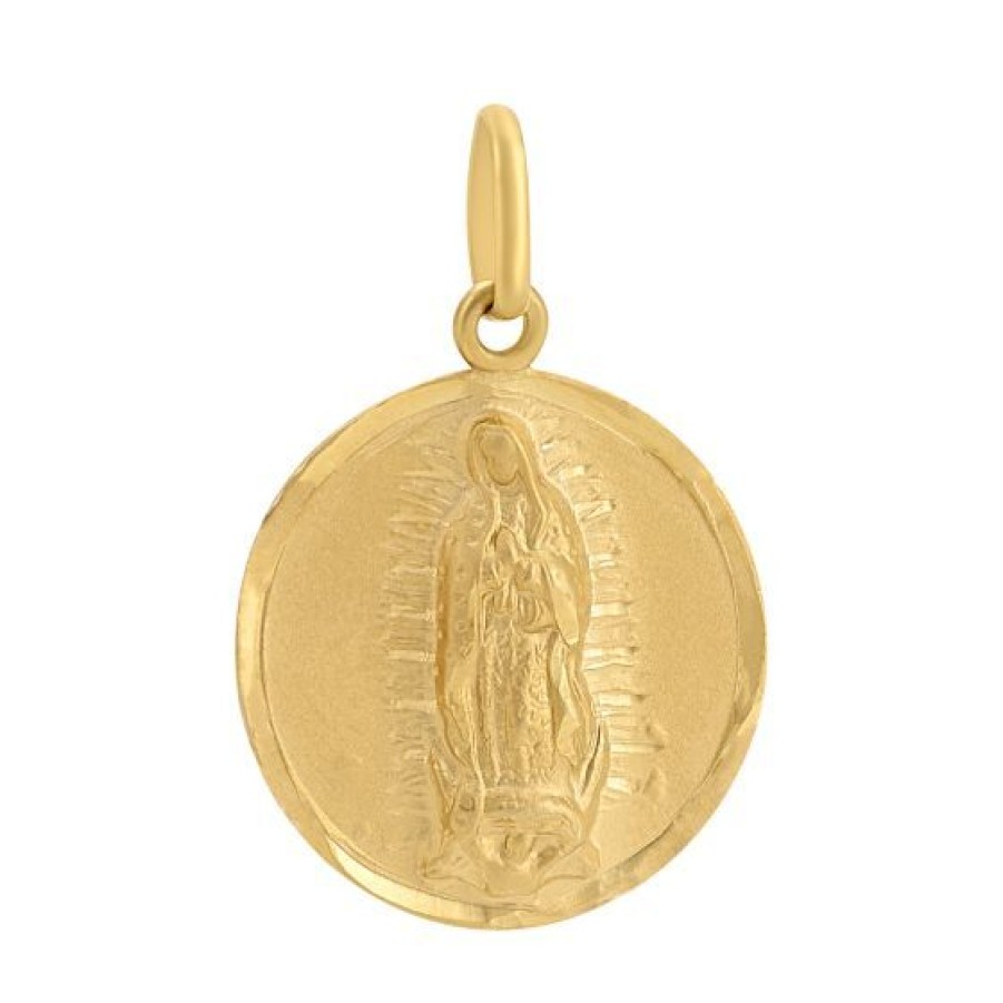 Joyeria Cristal Joyas | Medalla Redonda Virgen De Guadalupe Cuerpo Completo Oro 14K