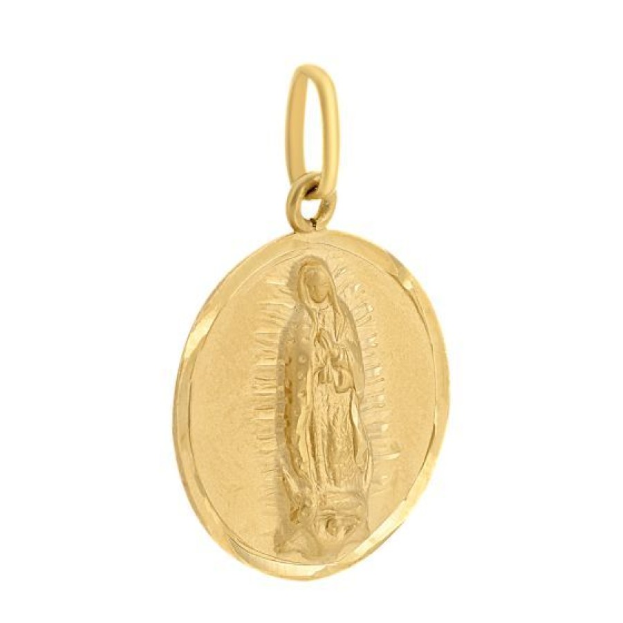 Joyeria Cristal Joyas | Medalla Redonda Virgen De Guadalupe Cuerpo Completo Oro 14K