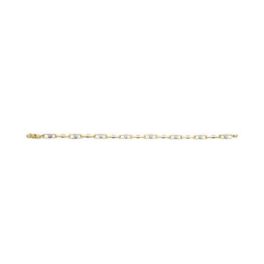 Joyeria Cristal Joyas | Pulsera Caballero Oro Amarillo Y Blanco 14K