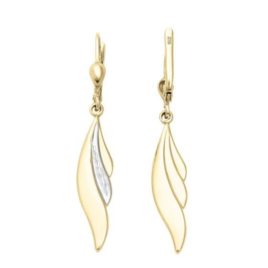 Joyeria Cristal Joyas | Aretes Alas En Oro 14K Dos Tonos