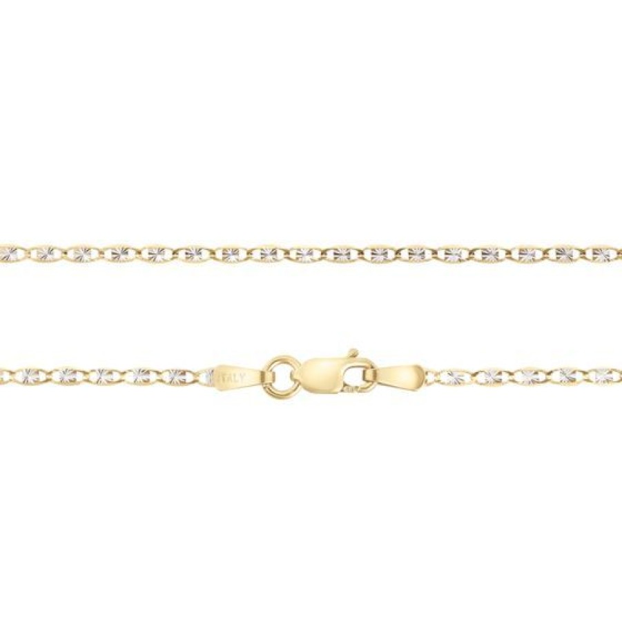 Joyeria Cristal Joyas | Cadena Eslabon Nudo Marino En Oro 14K Amarillo Y Blanco Largo 40 Cms