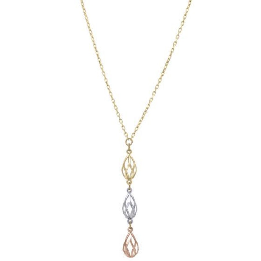 Joyeria Cristal Joyas | Gargantilla Gota Oro 14K Blanco, Amarillo Y Rosa