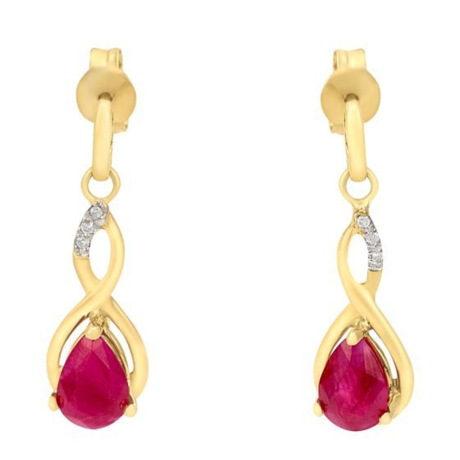 Joyeria Cristal Joyas | Aretes Oro 14K Con Rubi