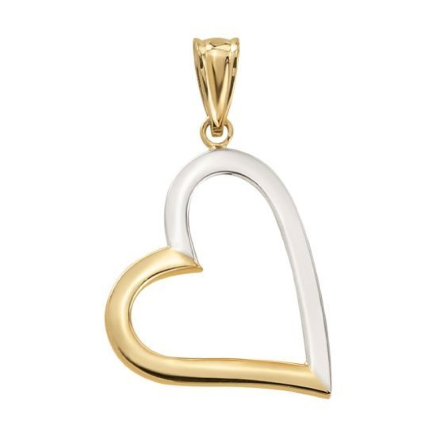 Joyeria Cristal Joyas | Dije Corazon Love Oro Blanco Y Amarillo 14K