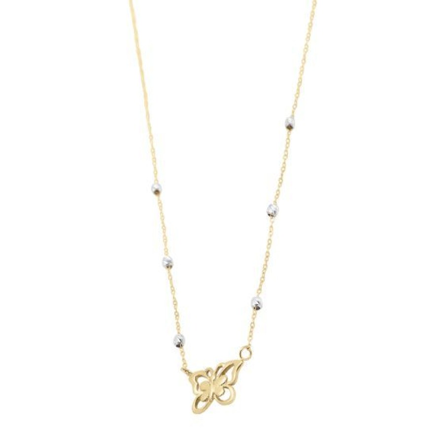 Joyeria Cristal Joyas | Gargantilla Mariposa Oro Amarillo Y Blanco 14K