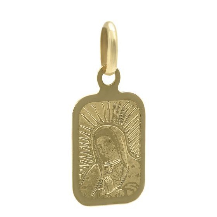 Joyeria Cristal Joyas | Medalla G Busto Cuadrada Oro 14K Laser