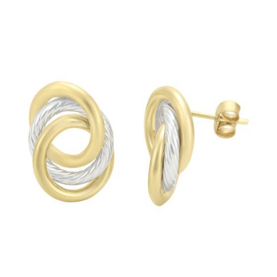 Joyeria Cristal Joyas | Arracadas Boton Oro Blanco Y Amarillo 14K