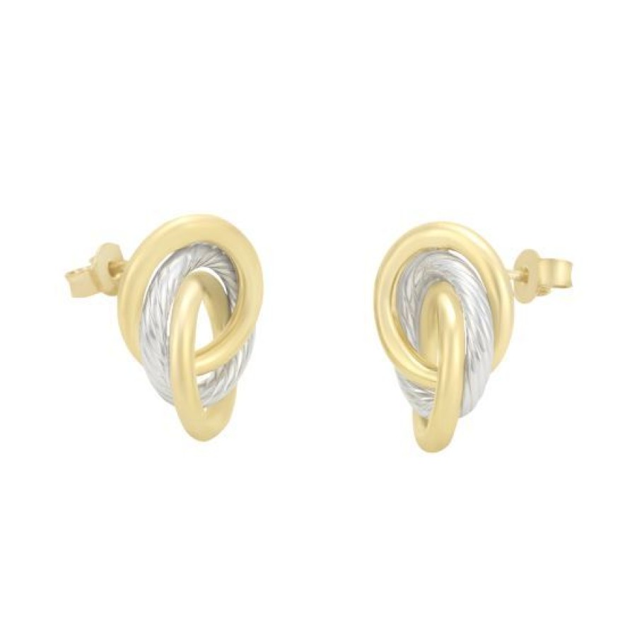 Joyeria Cristal Joyas | Arracadas Boton Oro Blanco Y Amarillo 14K