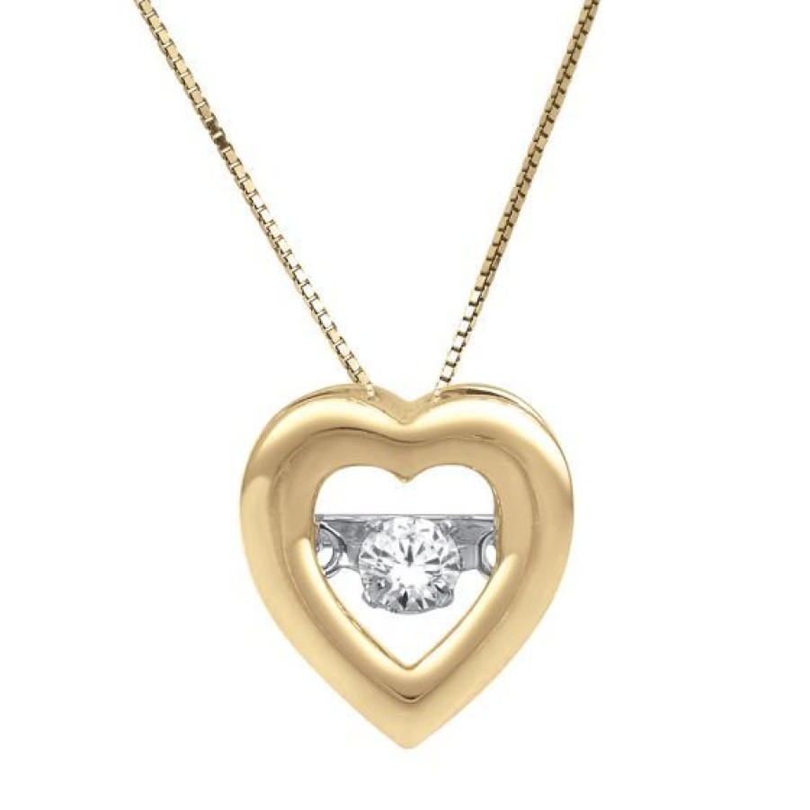 Joyeria Cristal Joyas | Cadena Con Dije Corazon Oro 14K Con Diamante En El Centro