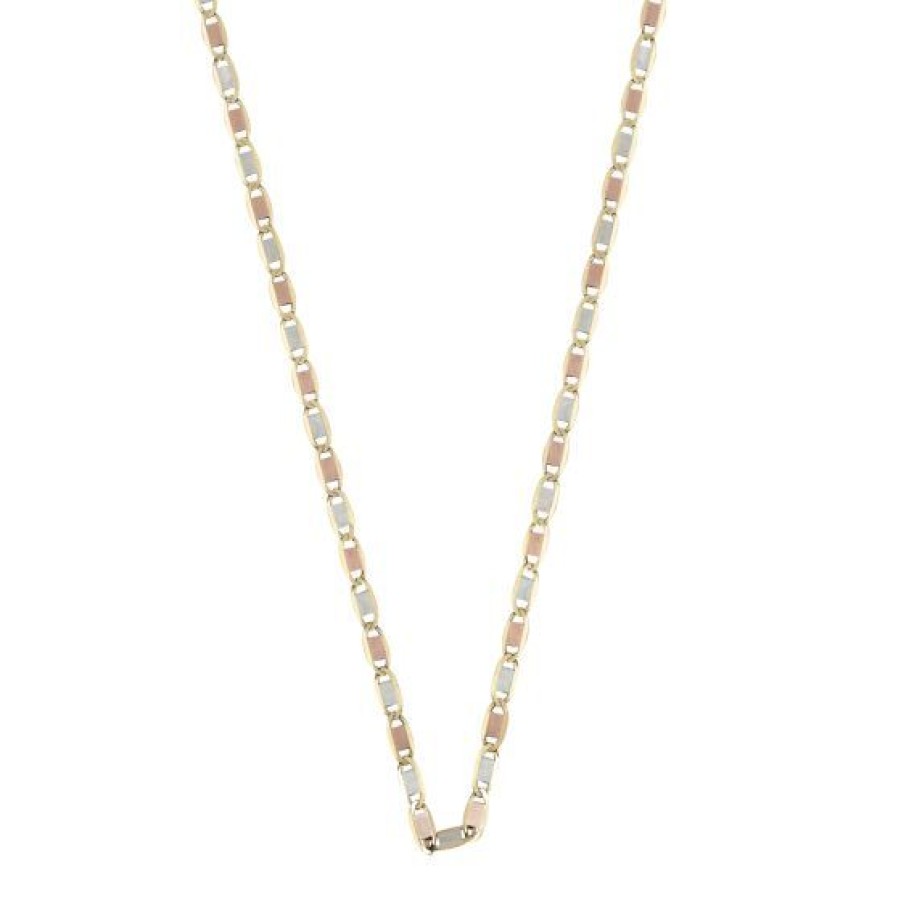 Joyeria Cristal Joyas | Cadena Valentino Oro Amarillo Blanco Y Rosa 14K 50 Cm