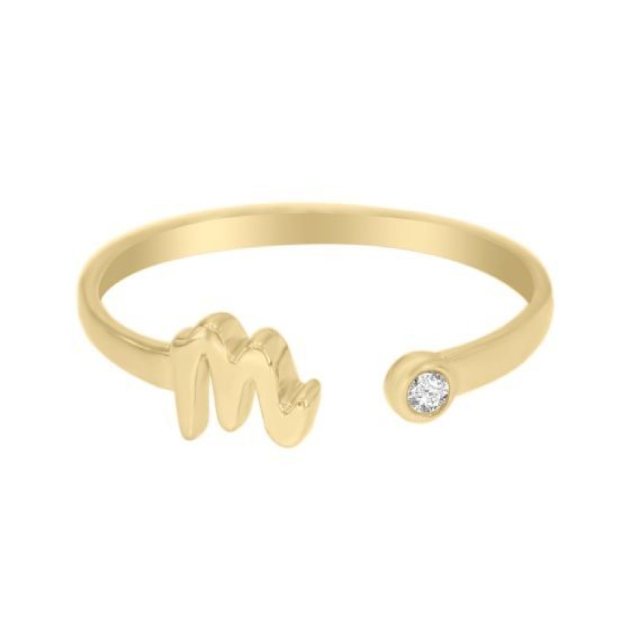 Joyeria Cristal Joyas | Anillo De Dama Dreaming Inicial M Oro 14K Con Diamante