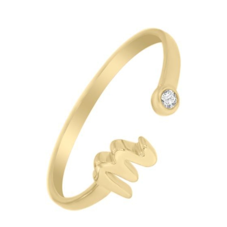 Joyeria Cristal Joyas | Anillo De Dama Dreaming Inicial M Oro 14K Con Diamante