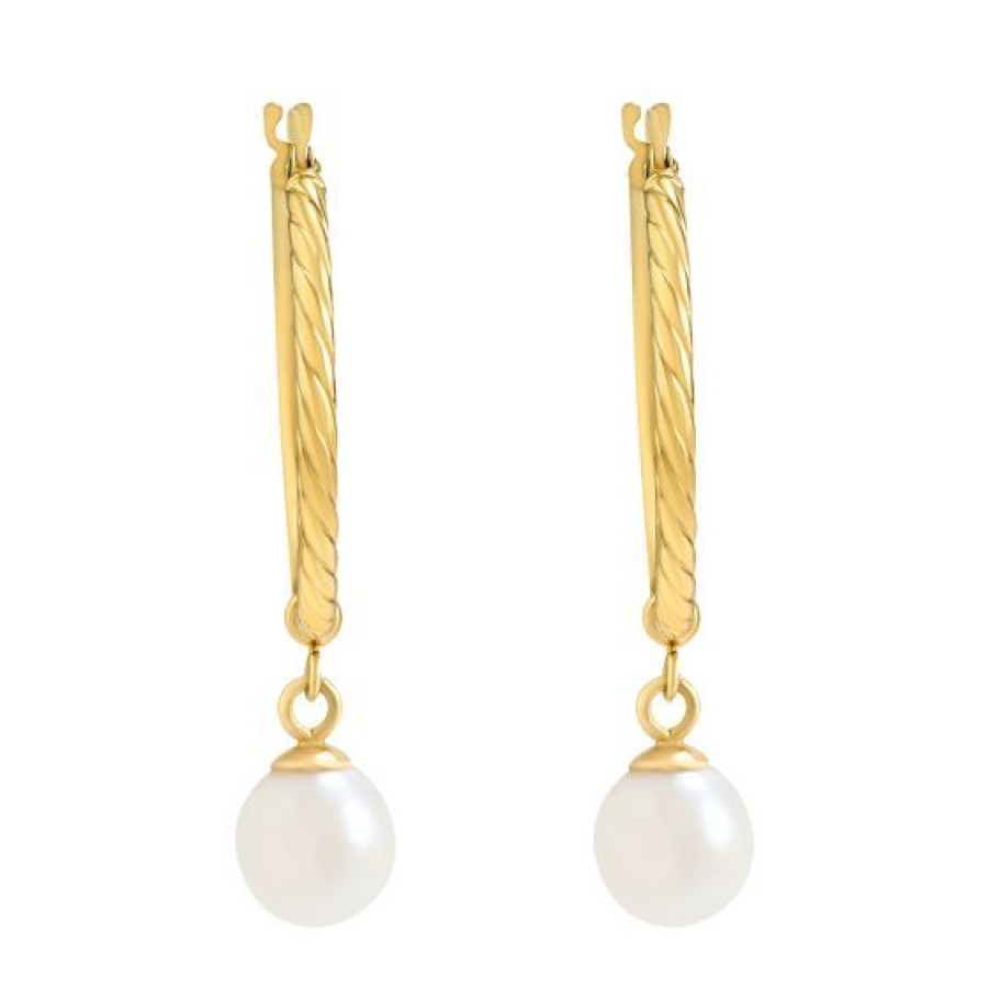 Joyeria Cristal Joyas | Arracadas Con Perla Oro 14K