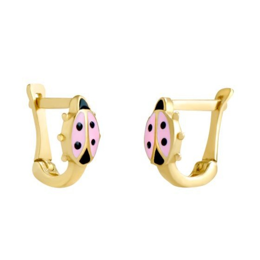 Joyeria Cristal Joyas | Aretes Catarina Rosa Oro 14K