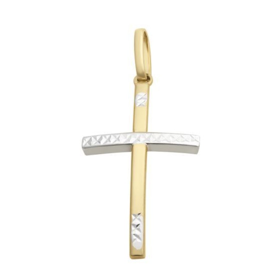 Joyeria Cristal Joyas | Cruz Oro Amarillo Con Detalles