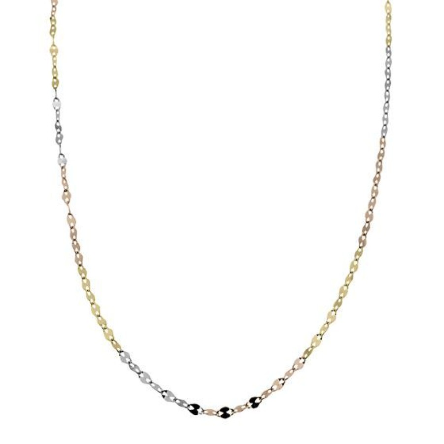 Joyeria Cristal Joyas | Cadena Espejo Oro Amarillo Blanco Y Rosa 14K 35 Cm