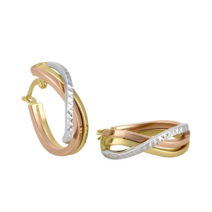 Joyeria Cristal Joyas | Arracadas Oro Amarillo, Blanco Y Rosa 14K