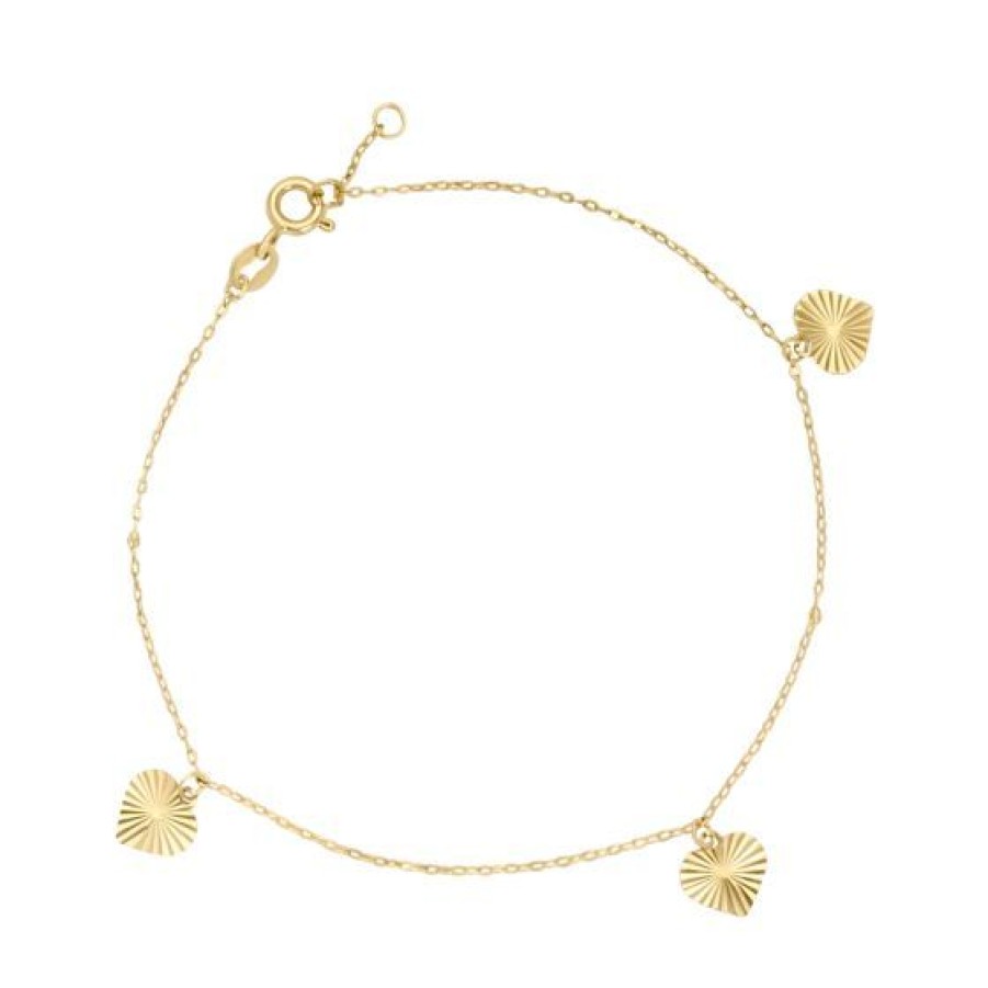 Joyeria Cristal Joyas | Pulsera Corazones Oro 14K