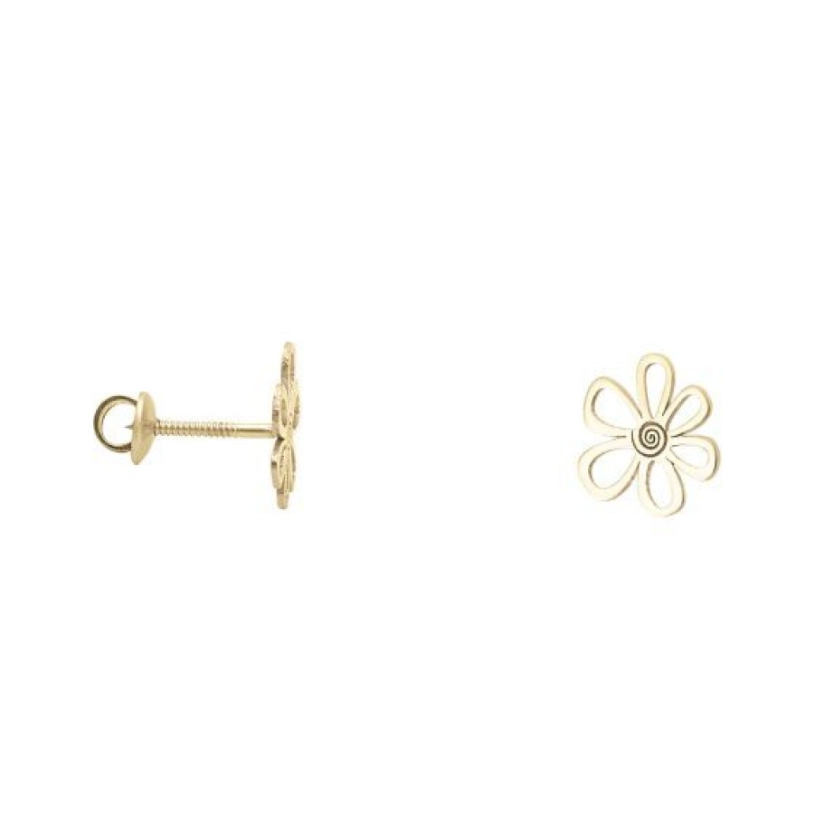 Joyeria Cristal Joyas | Broqueles Flor Oro 14K