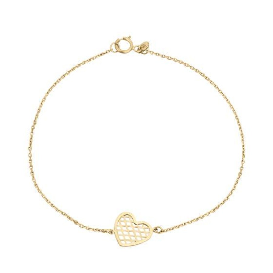 Joyeria Cristal Joyas | Pulsera Corazon Oro 14K