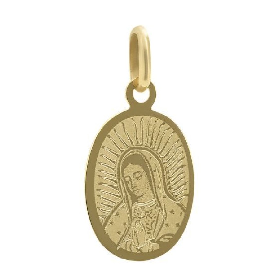 Joyeria Cristal Joyas | Medalla Virgen Guadalupe Busto Laser Ovalada Oro 14K