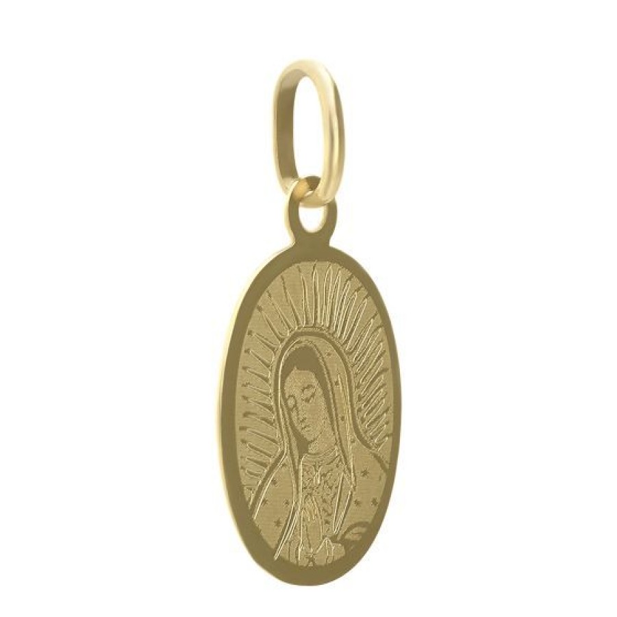 Joyeria Cristal Joyas | Medalla Virgen Guadalupe Busto Laser Ovalada Oro 14K