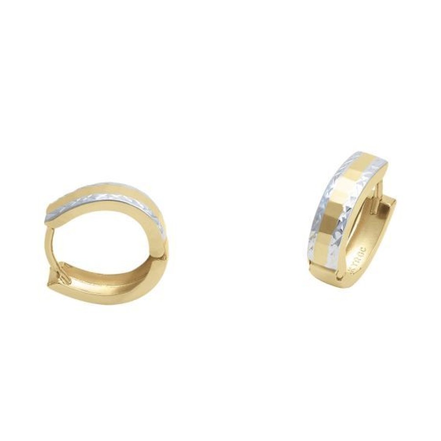 Joyeria Cristal Joyas | Huggies Oro Amarillo Y Blanco 14K