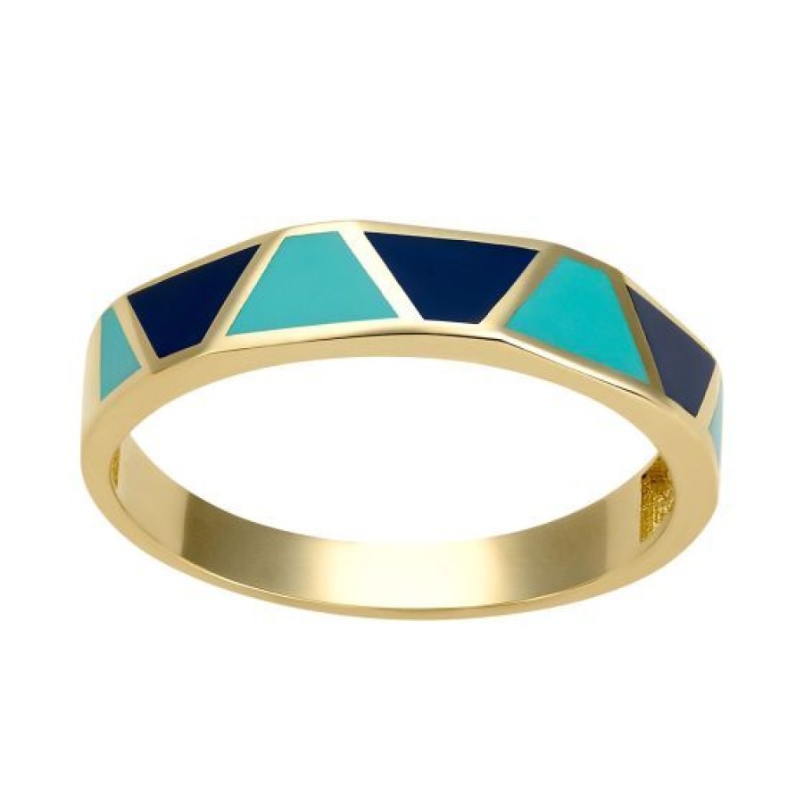 Joyeria Cristal Joyas | Anillo Oro 14K Con Esmalte Azul