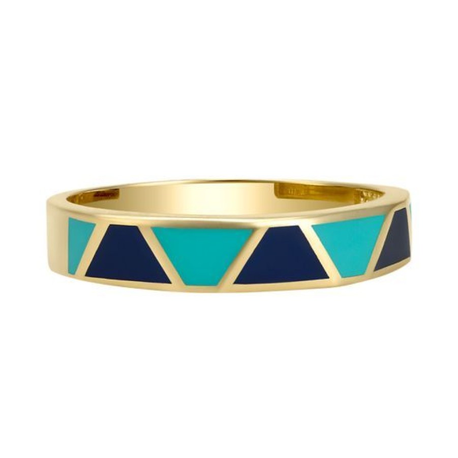 Joyeria Cristal Joyas | Anillo Oro 14K Con Esmalte Azul