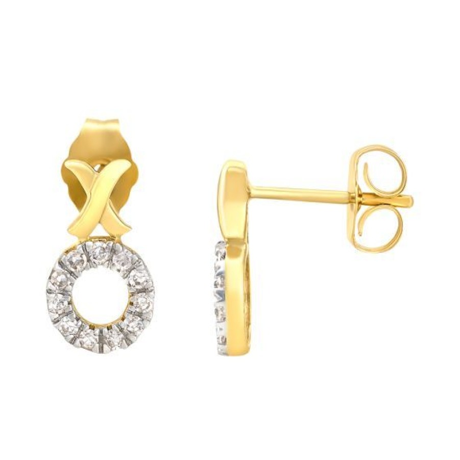 Joyeria Cristal Joyas | Aretes Oro 14K Con 16 Puntos De Diamante