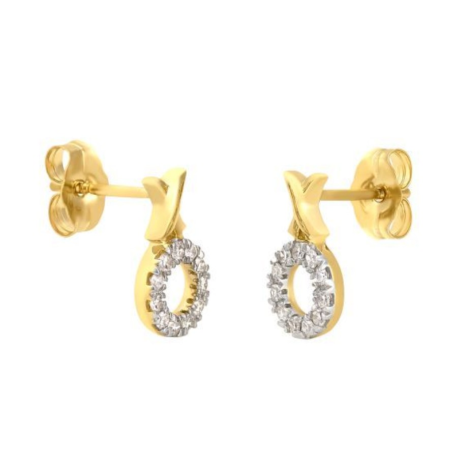 Joyeria Cristal Joyas | Aretes Oro 14K Con 16 Puntos De Diamante