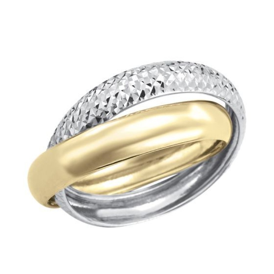 Joyeria Cristal Joyas | Anillo Dama Oro Blanco Y Amarillo 14K