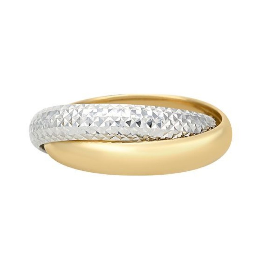 Joyeria Cristal Joyas | Anillo Dama Oro Blanco Y Amarillo 14K