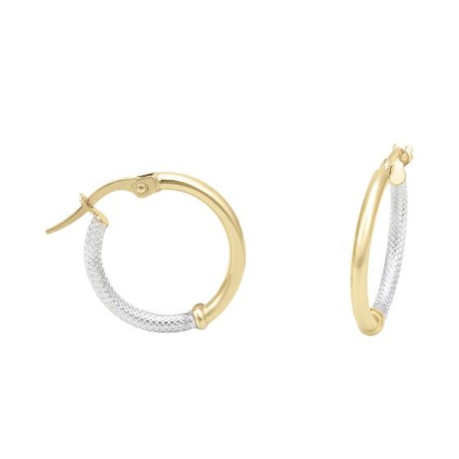 Joyeria Cristal Joyas | Arracadas Oro Amarillo Y Blanco 14K 15 Mm