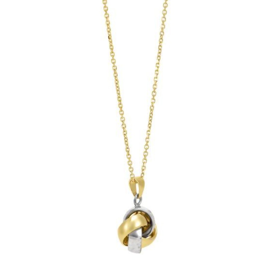 Joyeria Cristal Joyas | Dije Con Cadena Nudo Oro Blanco Y Amarillo 14K