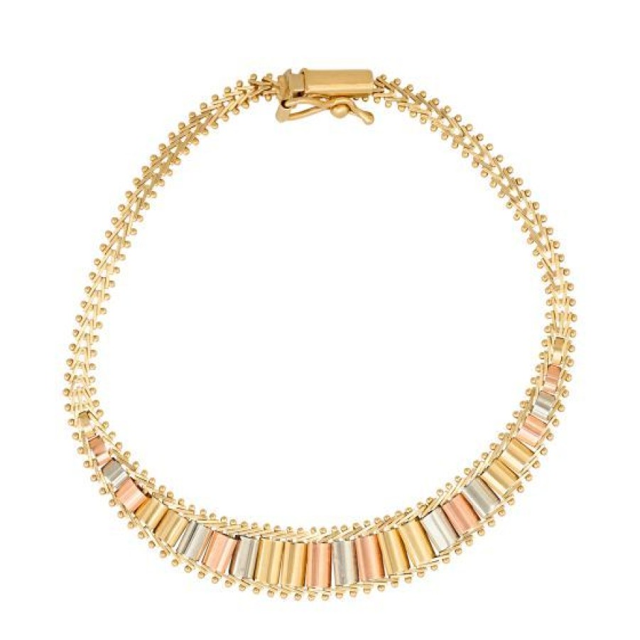 Joyeria Cristal Joyas | Pulsera Dama Oro Rosa Blancoy Amarillo 14K