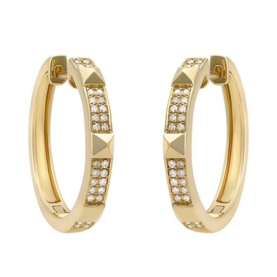 Joyeria Cristal Joyas | Aretes Oro 18K Con 21 Puntos De Diamante