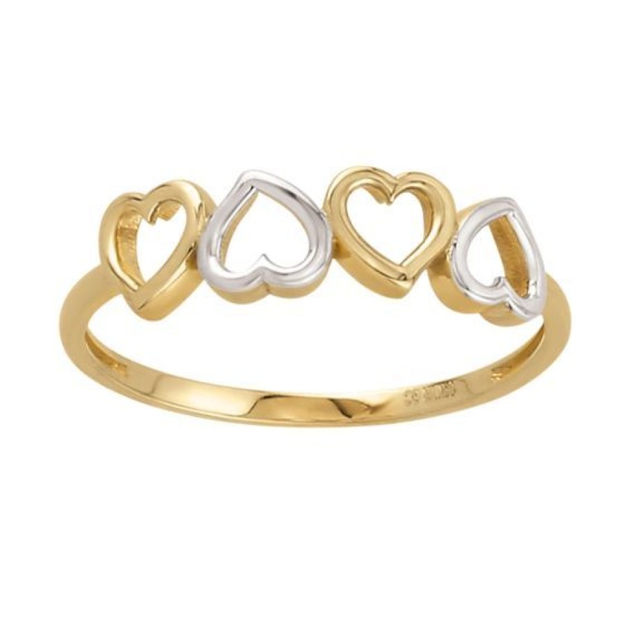 Joyeria Cristal Joyas | Anillo Dama Corazones Love Oro Blanco Y Amarillo 14K