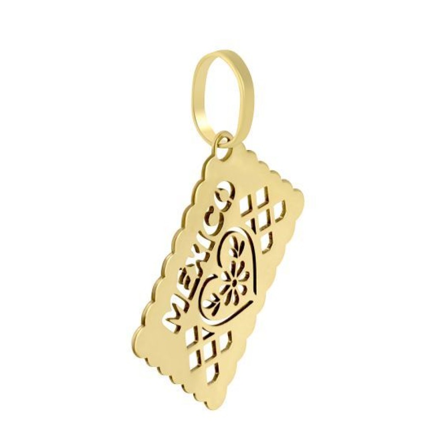 Joyeria Cristal Joyas | Dije Papel Picado Mexico Oro Amarillo 14K