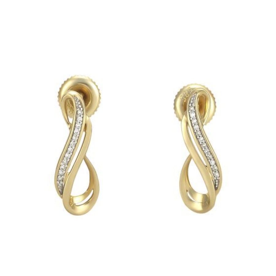 Joyeria Cristal Joyas | Aretes Oro 14K Con 6 Puntos De Diamante