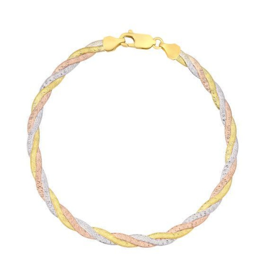 Joyeria Cristal Joyas | Pulsera Oro Blanco, Amarillo Y Rosa Oro 14K