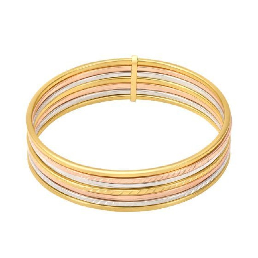 Joyeria Cristal Joyas | Brazalete Semanario Oro Blanco, Amarillo Y Rosa 14K