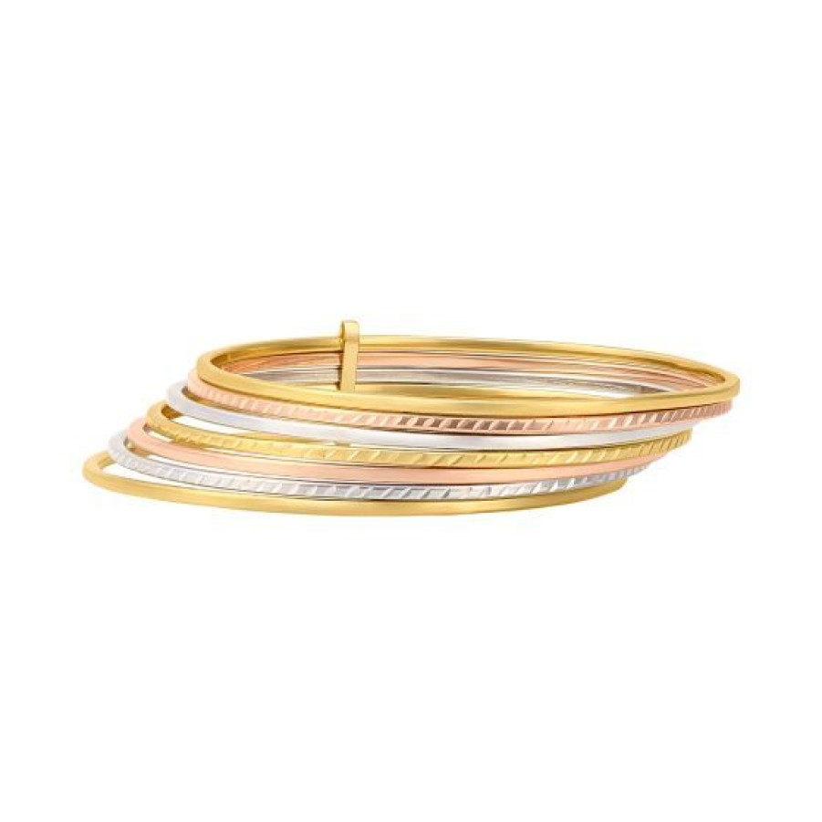 Joyeria Cristal Joyas | Brazalete Semanario Oro Blanco, Amarillo Y Rosa 14K