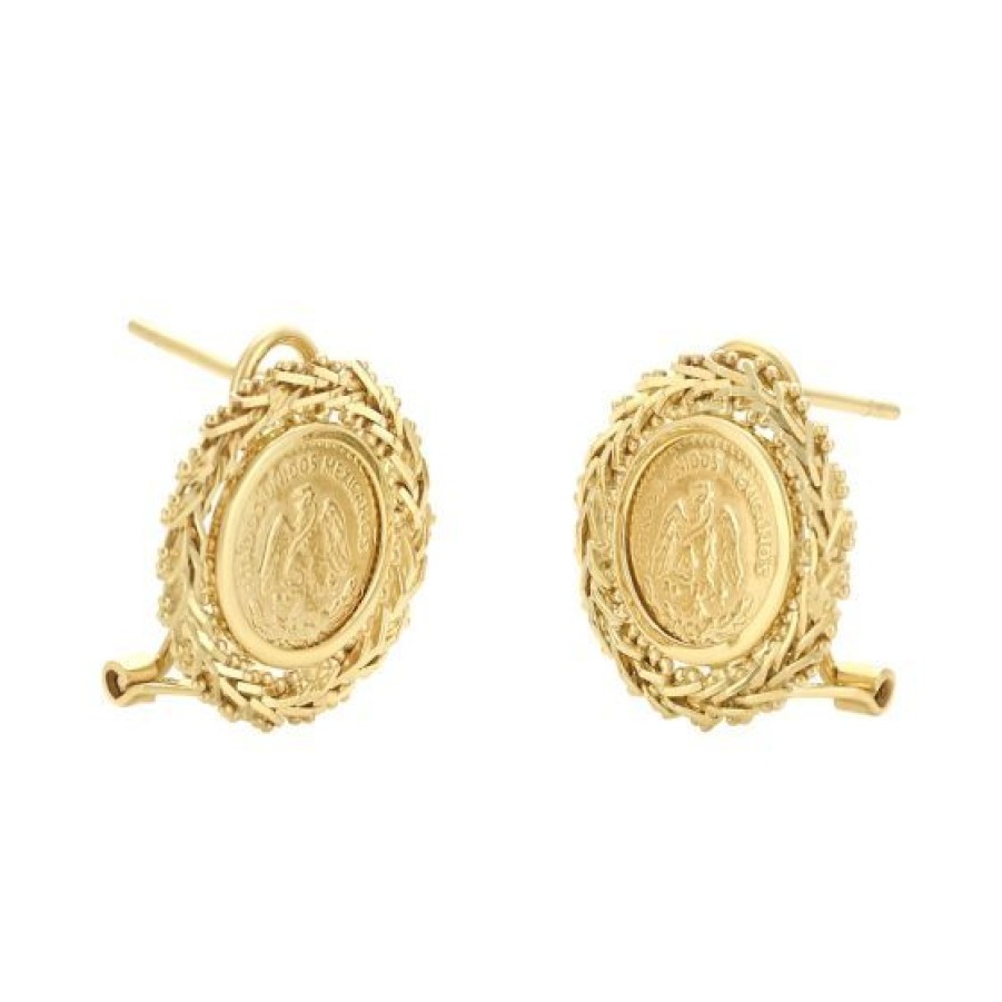 Joyeria Cristal Joyas | Aretes Moneda Mexico Oro 14K